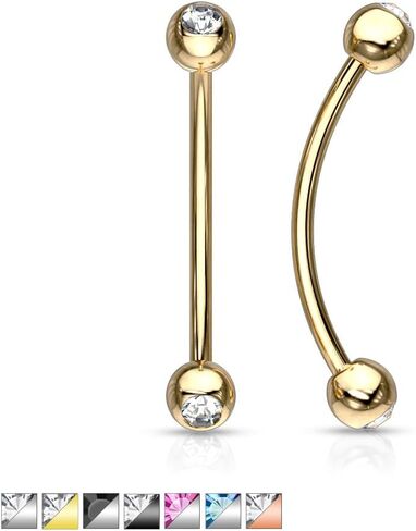 316L Surgical Steel Curved Barbell with Gemmed Ends for Snake Eye Piercings and More in Saudi Arabia