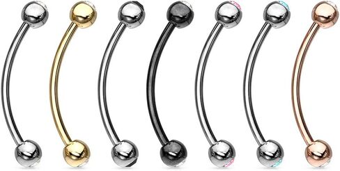 316L Surgical Steel Curved Barbell with Gemmed Ends for Snake Eye Piercings and More in Saudi Arabia