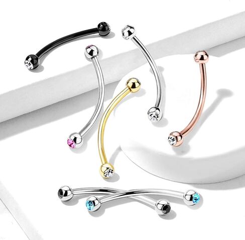 316L Surgical Steel Curved Barbell with Gemmed Ends for Snake Eye Piercings and More in Saudi Arabia