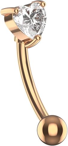 Heart Cz Stone 16 Gauge Stainless Steel Curved Barbell - Eyebrow Bar - Tragus Piercing - Helix Body Piercing Jewelry in Saudi Arabia