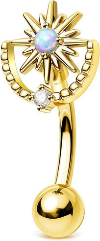 Jewseen Rook Piercing Jewelry 16G Opal Star Rook Earring for Women 316L Surgical Steel Eyebrow Piercing Jewelry Gold Eyebrow Rings Curved Barbell Vertical Earrings in Saudi Arabia