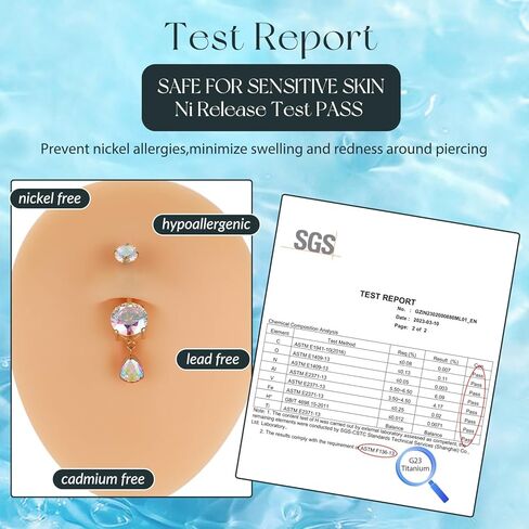 GAGABODY G23 Titanium Belly Button Rings Dangly Belly Ring Navel Piercing Ring Belly Piercing Jewelry 14G 3/8 inch 10mm Navel Barbell CZ in Saudi Arabia