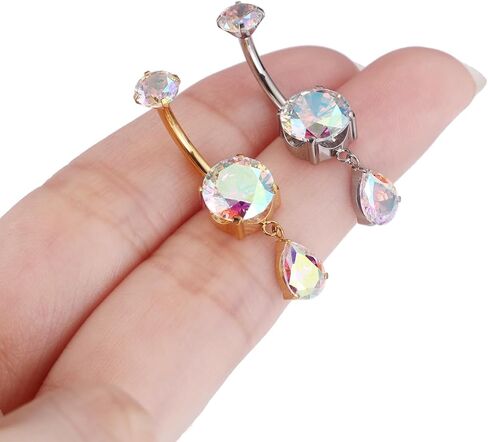 GAGABODY G23 Titanium Belly Button Rings Dangly Belly Ring Navel Piercing Ring Belly Piercing Jewelry 14G 3/8 inch 10mm Navel Barbell CZ in Saudi Arabia