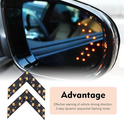 2 PCS 12V 14-SMD Arrow Design Rear View Mirror Turn Signal, Hidden Sequential LED Blinker Light, Universal RearView Mirror Retrofit Fitting for Car Truck Motorcycle (Yellow) in Saudi Arabia