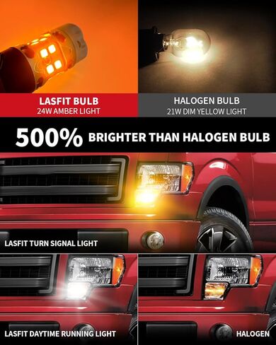 LASFIT 3157 Switchback Front Turn Signal Bulb Fit for 2007-2010 2011 2012 2013 Silverado 1500 LT/XFE/LTZ, Super Bright 3457 Built-in Resistor, White/Amber 3057 4157 LED Bulb Replacement, Pack of 2 in Saudi Arabia