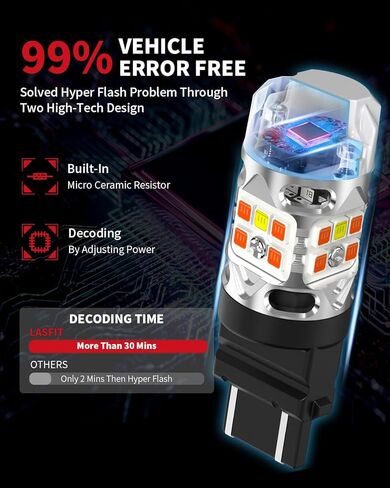 LASFIT 3157 Switchback Front Turn Signal Bulb Fit for 2007-2010 2011 2012 2013 Silverado 1500 LT/XFE/LTZ, Super Bright 3457 Built-in Resistor, White/Amber 3057 4157 LED Bulb Replacement, Pack of 2 in Saudi Arabia