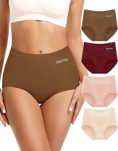 Women's Underwear 4 Pack, Cotton Mid Waisted Ladies Panties Comfy Briefs Full Coverage in Saudi Arabia