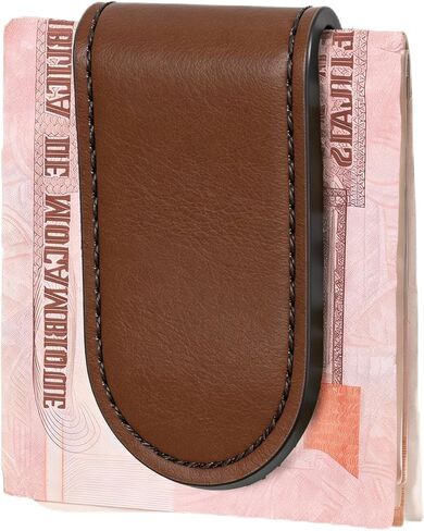 Slim Magnetic Money Clip Leather Business Card Holder Money Clip Wallet Pocket Cash Wallet for Men Black Christmas in Saudi Arabia