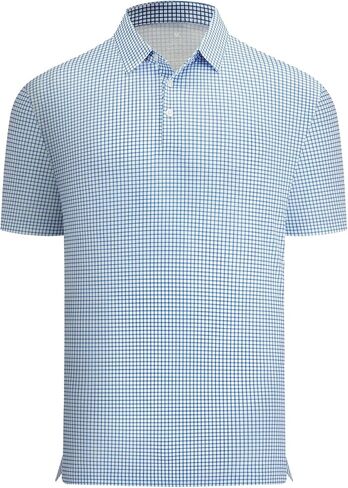 Damipow Mesh Golf Shirts for Men Dry Fit Seamless Moisture Wicking Mens Polo Short Sleeve Casual Print Collared Shirts in Kuwait