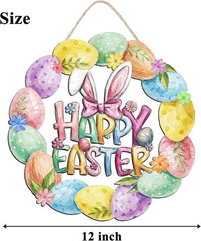 عيد الفصح الديكور اكليلا من الباب الخشبي للباب الأمامي علامة لطيف الأرنب زهرة البيض باب خشبي شماعات أرنب الربيع الديكور عيد الفصح سعيد ترحيب علامة معلقة للخارجية داخلي جدار ديكور المنزل in Kuwait