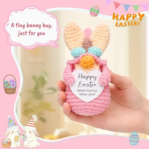 حشوة سلة عيد الفصح اللطيفة للفتيات المراهقات، زينة عيد الفصح على شكل أرنب كروشيه صغير لصينية متدرجة للمنزل، هدية جائزة صيد بيض عيد الفصح لابنة أخت صديقة النساء in Kuwait