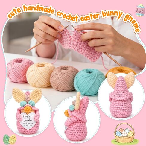 حشوة سلة عيد الفصح اللطيفة للفتيات المراهقات، زينة عيد الفصح على شكل أرنب كروشيه صغير لصينية متدرجة للمنزل، هدية جائزة صيد بيض عيد الفصح لابنة أخت صديقة النساء in Kuwait