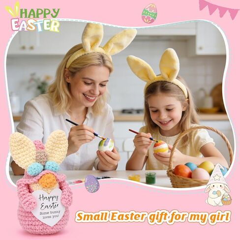 حشوة سلة عيد الفصح اللطيفة للفتيات المراهقات، زينة عيد الفصح على شكل أرنب كروشيه صغير لصينية متدرجة للمنزل، هدية جائزة صيد بيض عيد الفصح لابنة أخت صديقة النساء in Kuwait