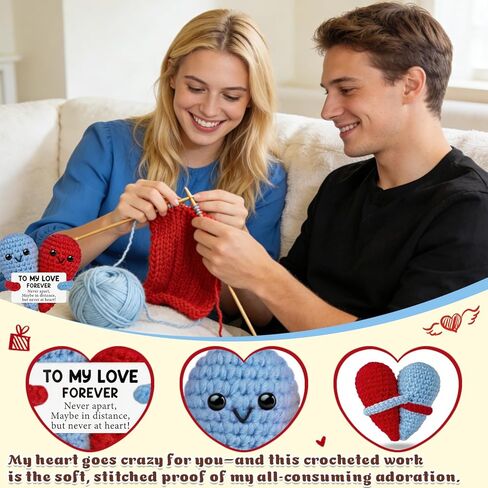 I Love You Gifts for Him Her Valentines Day Gifts for Women Men, Crochet Heart Gifts for Boyfriend Girlfriend, Cute Lover Romantic Presents for Couples Wife Husband in Saudi Arabia