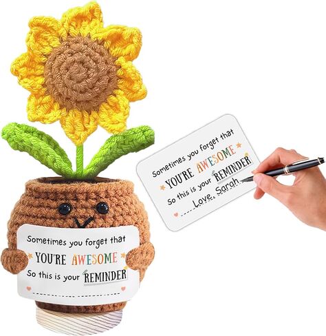 Teacher Appreciation Gifts, Personalized Thank You Teacher Gifts for End of the School Year Teacher's Day Graduation Birthday, Crochet Flowers Sunflower Doll Custom Gift for Teachers Mom Dad Elder in Saudi Arabia