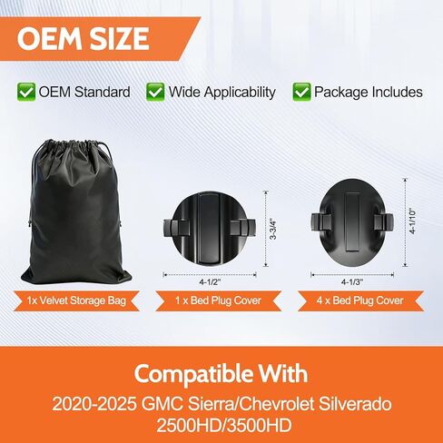 5th Wheel Bed Plug Cover Kit with Storage Bag for 2020-2026 GMC Sierra & Chevrolet Silverado 2500HD 3500HD, Puck System Gooseneck Tow Mount Covers,MTG84756187 MTG84756188 in Kuwait