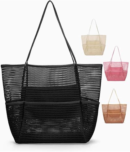 Beach Bags for Women,Mesh Tote Bag for Women Pool Bag Travel Family Bag in Saudi Arabia