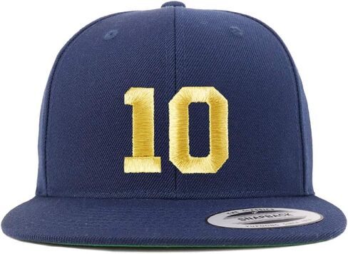 Trendy Apparel Shop Number 10 Gold Thread Flat Bill Snapback Baseball Cap in Saudi Arabia