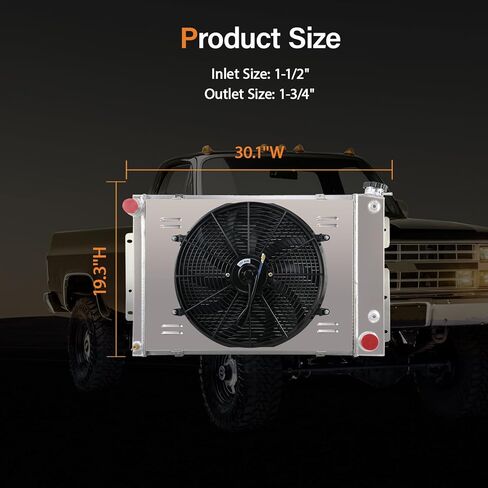 3 Row Aluminium Radiator Replacement for Shroud Fan Relay Fits 1967-1969 Chevy Camaro&Pontiac Firebird/Trans AM All Engines 23" Wide Core in Kuwait