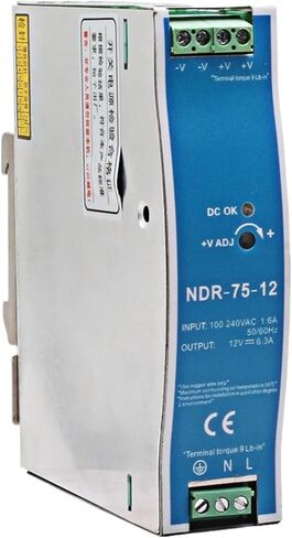 1pcs 12V 24V 48V NDR 75W Industrial DIN Rail Mounted AC to DC Single Output Switching Power Supply(NDR-75W-12V 6.2A) in Saudi Arabia