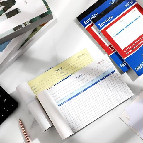 Lincia 10 Pads Invoice Book 2 Part Carbonless Receipt Book, 5.5 x 8.4 Inch 2 Part Duplicate Receipt Book with Carbonless Copies Receipt Log Book 50 Sets Per Book 1 Receipts Per Page in Kuwait