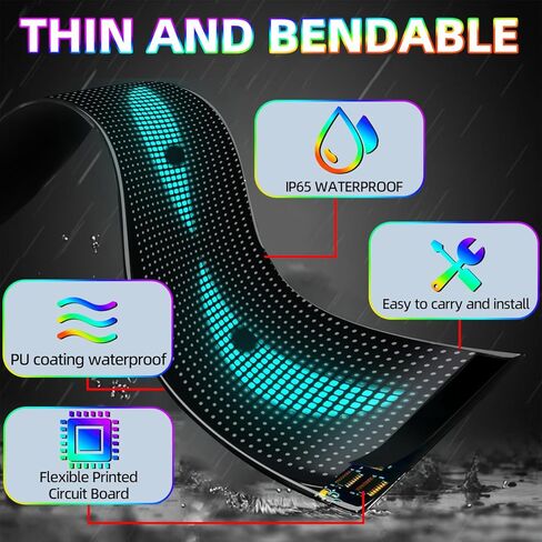 2 حزمة من عيون LED للزجاج الأمامي للسيارة، شاشة عرض عيون شيطان متحركة قابلة للبرمجة مقاس 14 بوصة × 4.3 بوصة، لوحة مصفوفة LED مرنة مقاومة للماء لشاحنة سيدان SUV، تطبيق بلوتوث ومزود بمنفذ USB in Kuwait