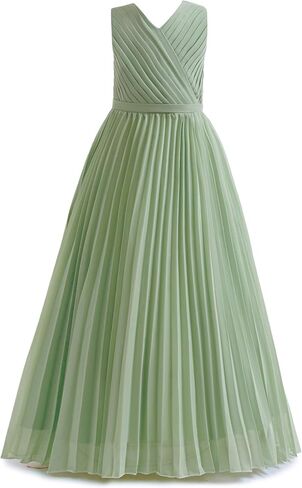 Flower Girls Wedding Guest Dress Junior Bridesmaid Formal Pageant Pleated Fancy Long Dresses Evening Party Gown in Saudi Arabia