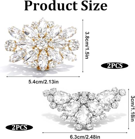 4Pcs Rhinestone Wedding Shoe Clips, Detachable Womens Crystal Shoes Clips Elegant Rhinestone Shoe High Heels Accessories for Prom Party Wedding Halloween Christmas (Gold + Silver) in Saudi Arabia