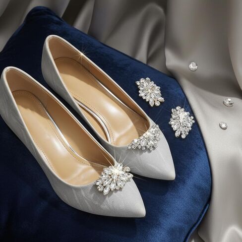 4Pcs Rhinestone Wedding Shoe Clips, Detachable Womens Crystal Shoes Clips Elegant Rhinestone Shoe High Heels Accessories for Prom Party Wedding Halloween Christmas (Gold + Silver) in Saudi Arabia