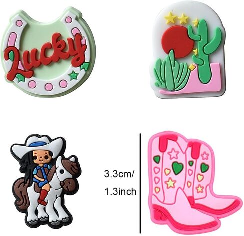 18pcs Cowgirl Shoe Charms Decoration Western Horse Cow Accessories for Clog Sandals Bracelet Wristband Cute Party Favor Birthday Gifts in Saudi Arabia