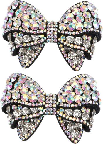 زوج واحد من إكسسوارات الأحذية المزخرفة بعقدة فيونكة عصرية للنساء من حجر الراين للحقائب ذات الكعب المسطح وأكثر خفيفة الوزن وقابلة للحمل للارتداء اليومي والمناسبات in Kuwait