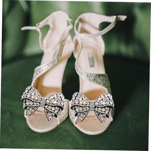 زوج واحد من إكسسوارات الأحذية المزخرفة بعقدة فيونكة عصرية للنساء من حجر الراين للحقائب ذات الكعب المسطح وأكثر خفيفة الوزن وقابلة للحمل للارتداء اليومي والمناسبات in Kuwait