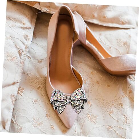 زوج واحد من إكسسوارات الأحذية المزخرفة بعقدة فيونكة عصرية للنساء من حجر الراين للحقائب ذات الكعب المسطح وأكثر خفيفة الوزن وقابلة للحمل للارتداء اليومي والمناسبات in Kuwait