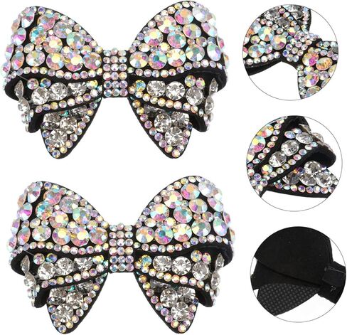 زوج واحد من إكسسوارات الأحذية المزخرفة بعقدة فيونكة عصرية للنساء من حجر الراين للحقائب ذات الكعب المسطح وأكثر خفيفة الوزن وقابلة للحمل للارتداء اليومي والمناسبات in Kuwait