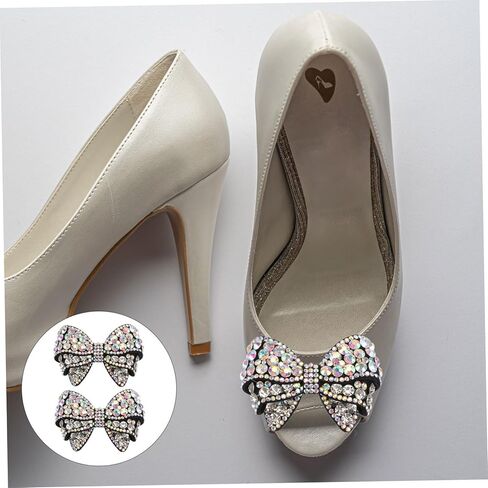 زوج واحد من إكسسوارات الأحذية المزخرفة بعقدة فيونكة عصرية للنساء من حجر الراين للحقائب ذات الكعب المسطح وأكثر خفيفة الوزن وقابلة للحمل للارتداء اليومي والمناسبات in Kuwait