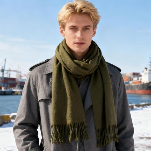 وشاح شرابة من صوف ميرينو 100% للنساء والرجال، أوشحة طويلة للشتاء الدافئ، وشاح كبير للسفر مع صندوق هدايا in Kuwait