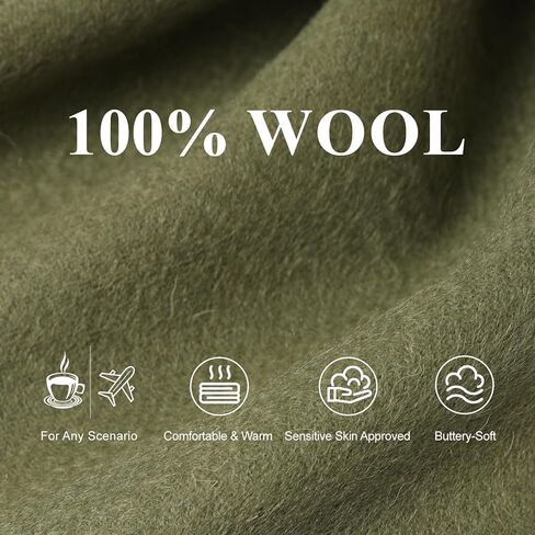 وشاح شرابة من صوف ميرينو 100% للنساء والرجال، أوشحة طويلة للشتاء الدافئ، وشاح كبير للسفر مع صندوق هدايا in Kuwait