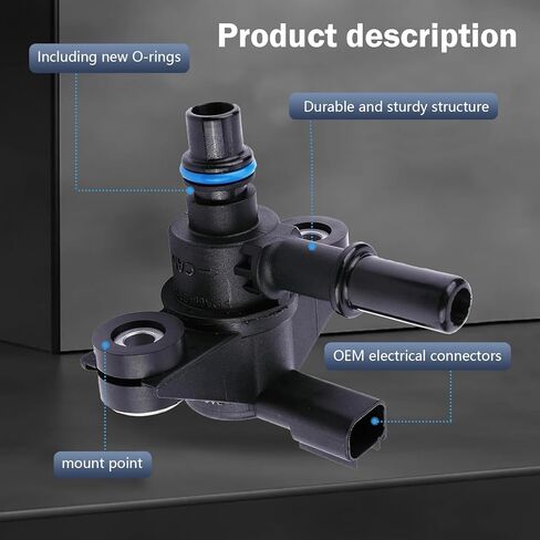 Vapor Canister Valve, High Remperature Resistance Evaporative Emissions Purge Valve, One-way Purge Parts 9U5Z9C915AB AU5Z-9C915-B 9U5Z-9C915-A, Compatible with Ford (Black) in Kuwait