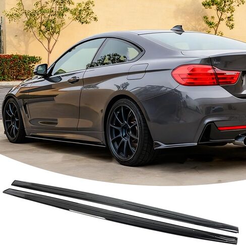 التنانير الجانبية لوحات الروك زوج تمديد مناسب لسيارات BMW 4 Series F32 F33 F36 (M Sport فقط) 2014-2020 428i/ 430i/ 435i/ 440i، بلاستيك ABS أسود لامع قطعتان من طقم هيكل الذقن الهوائي ملحقات خارجية in Saudi Arabia