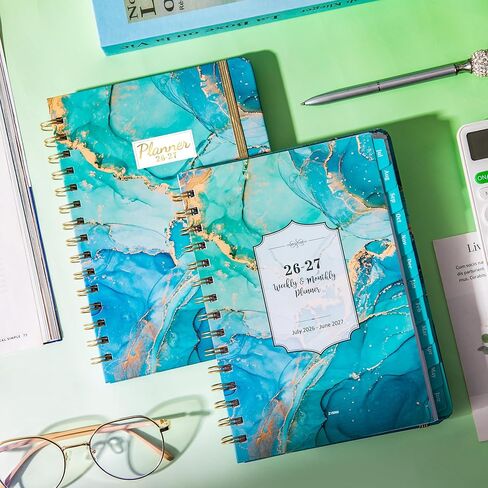 مخطط 2026-2027 - مخطط 2026-2027، مخطط أسبوعي وشهري، يوليو 2026 - يونيو 2027، 6.4 بوصة × 8.5 بوصة، علامات تبويب شهرية، غلاف فني، منظم يومي in Kuwait