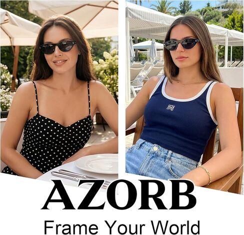 نظارات شمسية AZorb كلاسيكية بيضاوية للنساء والرجال، نظارات شمسية صغيرة ضيقة كلاسيكية ومسطحة للحماية من الأشعة فوق البنفسجية 400 in Kuwait