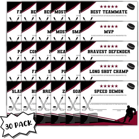 Hockey Team Superlatives Awards 30pk Mixed Certificates 8.5x11" Spirit Coach Banquet High School Sports Program Funny End of the Year in Saudi Arabia