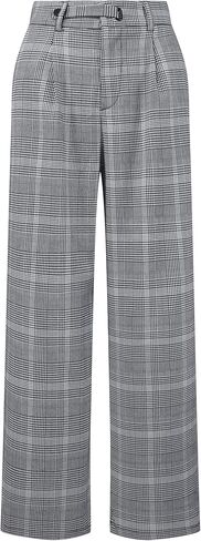 Women's Plaid Work Pant Vintage Houndstooth Wide Leg Straight Long Trousers in Saudi Arabia