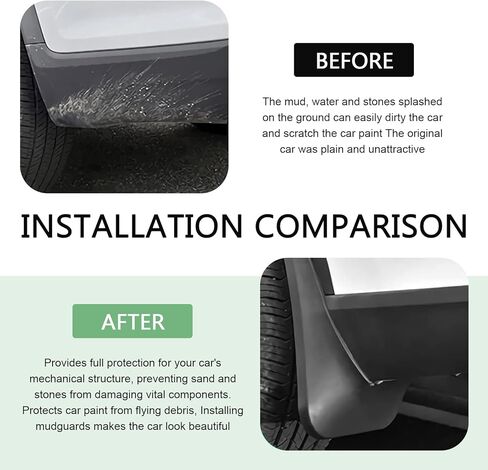 قطعتان من أغطية طين السيارة، واقي رذاذ الإطارات المقاوم للرذاذ والبقع، 8.27 × 12.6 بوصة، واقي رذاذ الإطارات المزخرف للجانب الأمامي، لمعظم سيارات السيدان (أسود # S) in Saudi Arabia