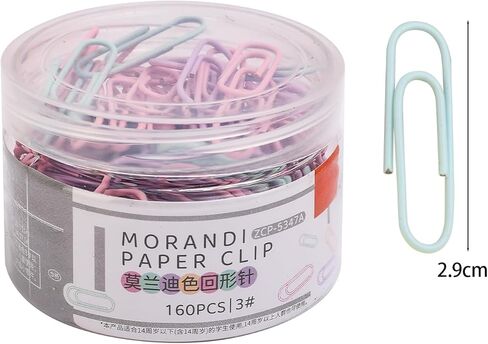 160 PCS/Box Metal Paper Clips Desk Notebook Paper Organizing Tool Office Stationery Accessories Clip Size 2.9 * 0.8cm in Saudi Arabia
