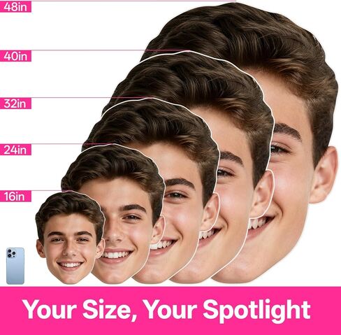 Custom Big Head Cutout on a Stick, 16 to 48 Inch, Coroplast Cardboard, HD Printed Face Prop for Graduation, Sports, Wedding & Party Decorations, Multiple Pieces in Kuwait