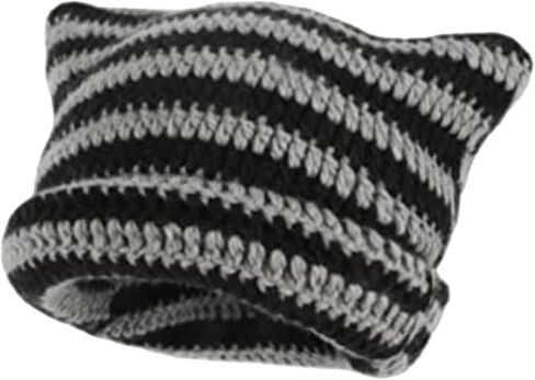 قبعات كروشيه للنساء قبعة أذن القطة Y2K Beanies إكسسوارات الجرونج الكلاسيكية قبعات مترهلة للسفر ملابس يومية in Kuwait