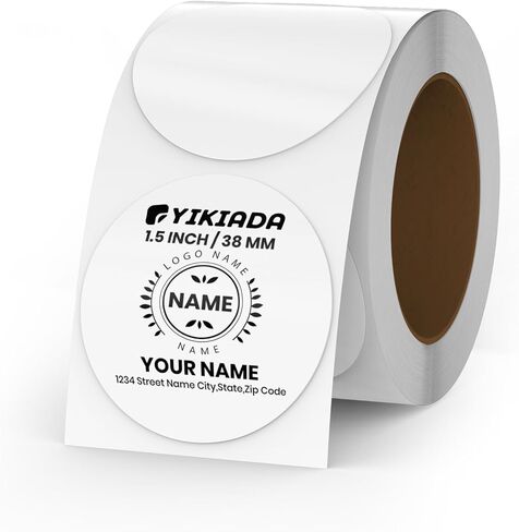 White Circle Thermal Labels Vinyl 1.5 Inch Self-Adhesive Round Stickers Roll Waterproof Printer Decals Name Tag for QR Code DIY Office Address 500 PCS in Kuwait