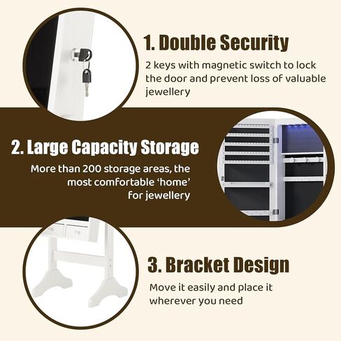 Freestanding Jewelry Armoire Cabinet, 47.3-Inch Full with Enhanced Performance and Practical Design for Everyday Use in Saudi Arabia