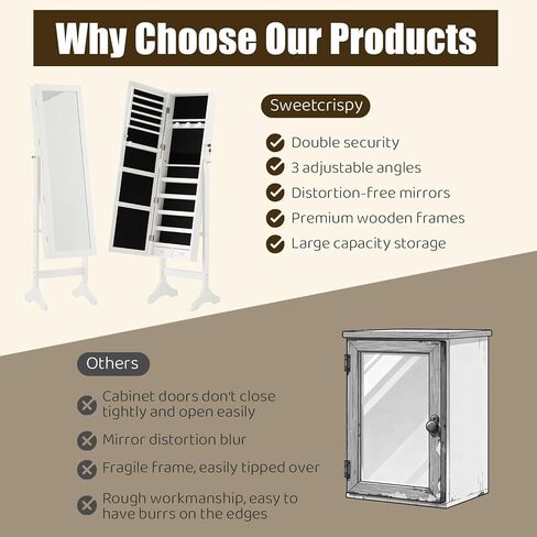 Freestanding Jewelry Armoire Cabinet, 47.3-Inch Full with Enhanced Performance and Practical Design for Everyday Use in Saudi Arabia